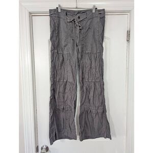 XCVI Terraced Ruched Wide Leg Pants women's size Large gray lagenlook cotton